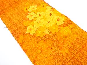 手織り真綿紬花模様織り出し名古屋帯